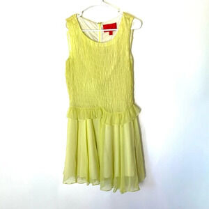 Z Spoke Zac Posen Silk Yellow Chiffon Mini Dress Size 8